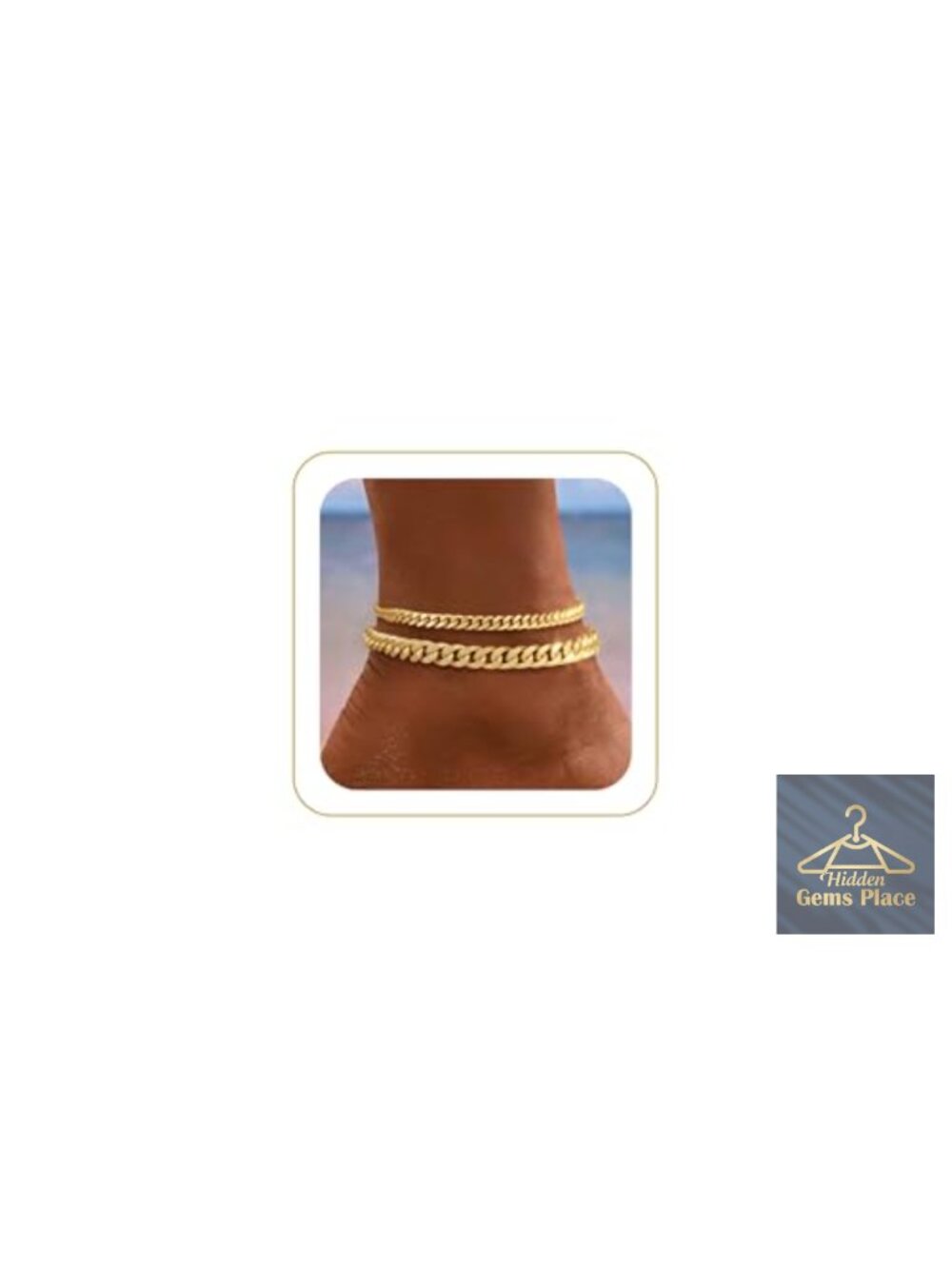 Waterproof Gold Ankle Bracelet Set - Dainty Layered Cuban Link Chain Anklets